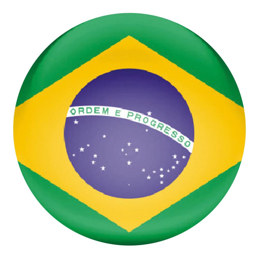 Brazil Flag Emblem Knob Stick: Large Knob, Pewter Collar