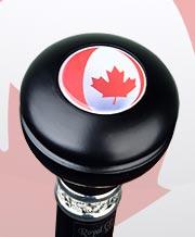 Canadian Flag Emblem Knob Stick: Large Knob, Pewter Collar
