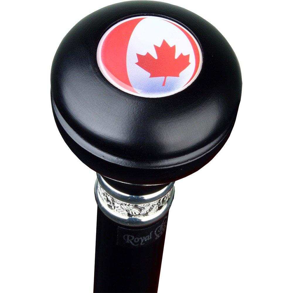 Canadian Flag Emblem Knob Stick: Large Knob, Pewter Collar