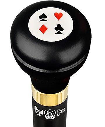 Cards Casino Emblem Flask Walking Stick: Wood Shaft Hidden Flask