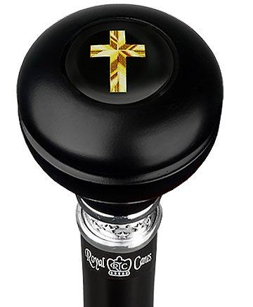 Christian Cross Knob Stick - Beechwood Shaft & Pewter Collar