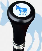 Democrat Emblem Flat Top Stick: Beechwood Shaft Pewter