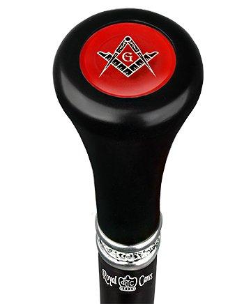 Mason Red Flat Top Walking Stick w/ Black Beechwood Shaft & Pewter Collar