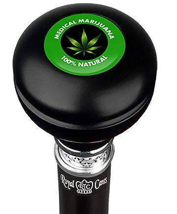 Medical Marijuana Knob Walking Stick w/ Black Beechwood Shaft & Pewter Collar