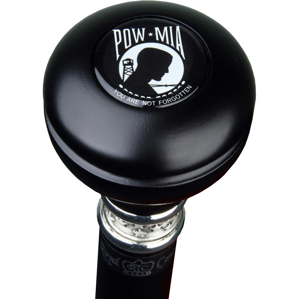 POW-MIA Emblem Knob Stick: Large Knob, Pewter Collar