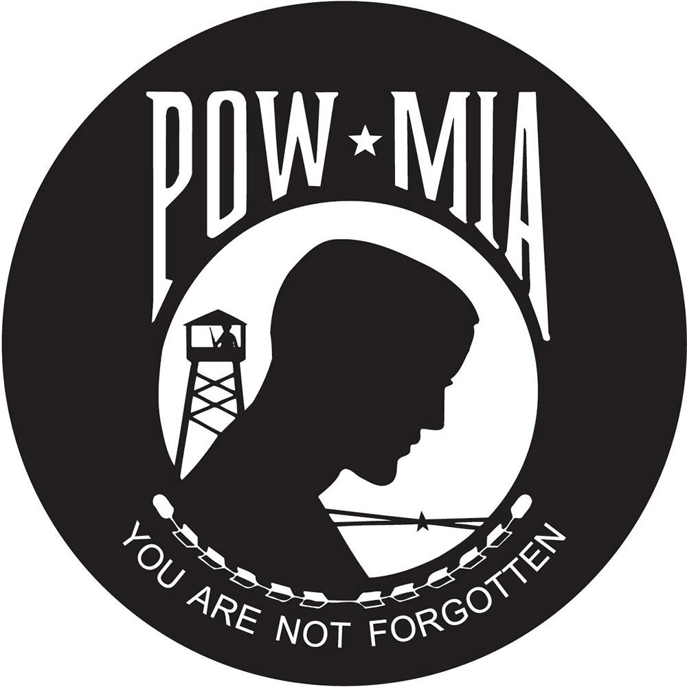 POW-MIA Emblem Knob Stick: Large Knob, Pewter Collar