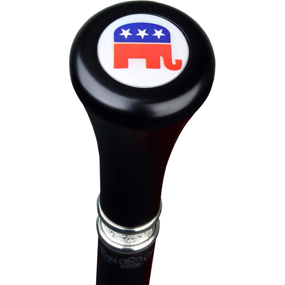 Republican Emblem Flat Top Stick: Beechwood Shaft Pewter