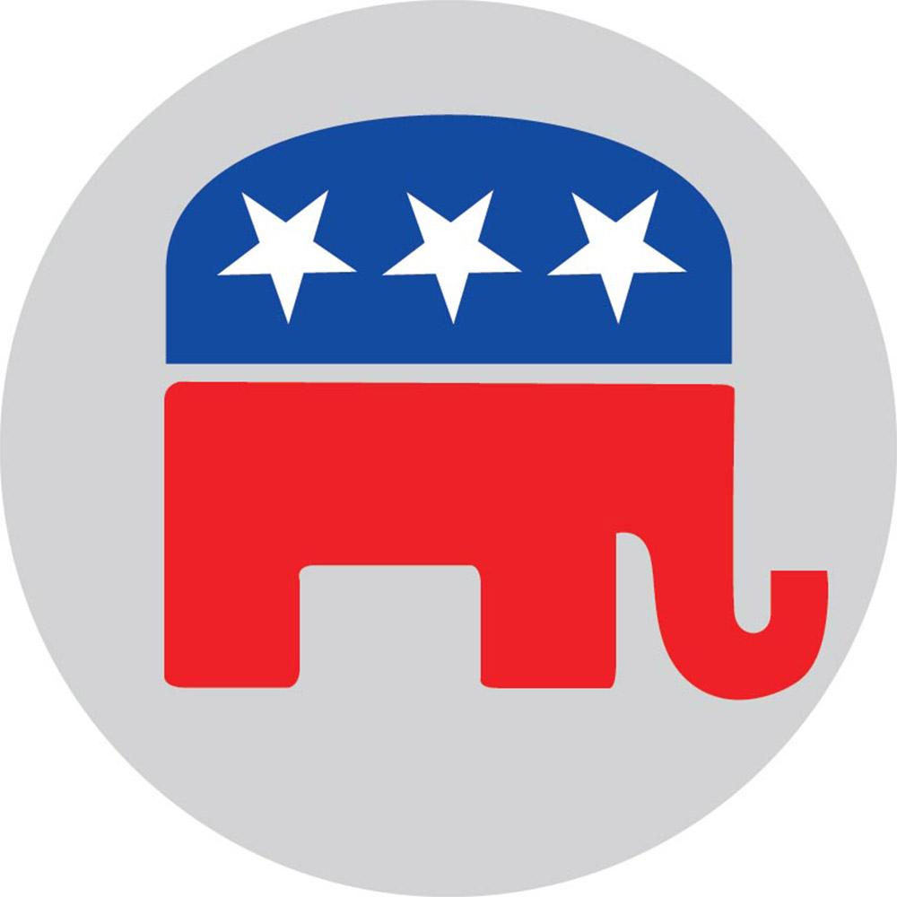 Republican Emblem Flat Top Stick: Beechwood Shaft Pewter