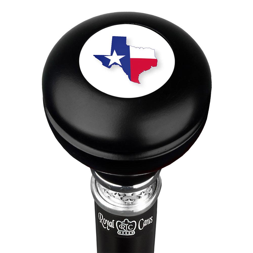 Texas Flag Emblem Knob Stick: Large Knob, Pewter Collar