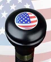 Patriotic U.S.A Flag Flask Stick: Beechwood Shaft, Hidden Flask
