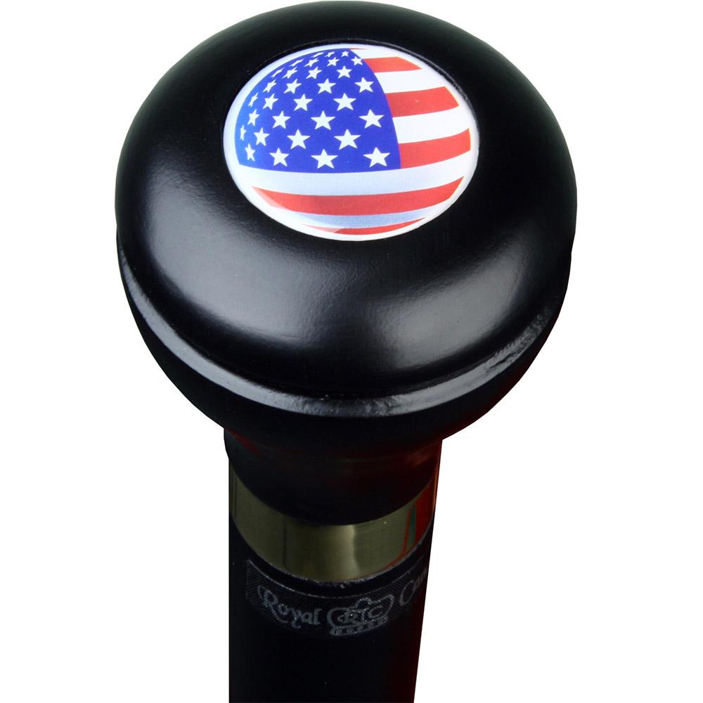 Patriotic U.S.A Flag Flask Stick: Beechwood Shaft, Hidden Flask