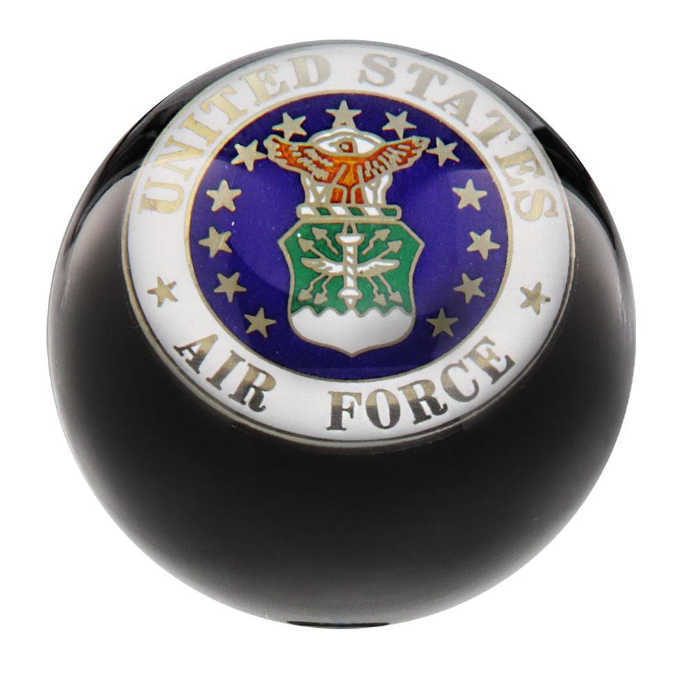 U.S. Air Force Black Round Knob Cane w/ Custom Wood Shaft & Collar