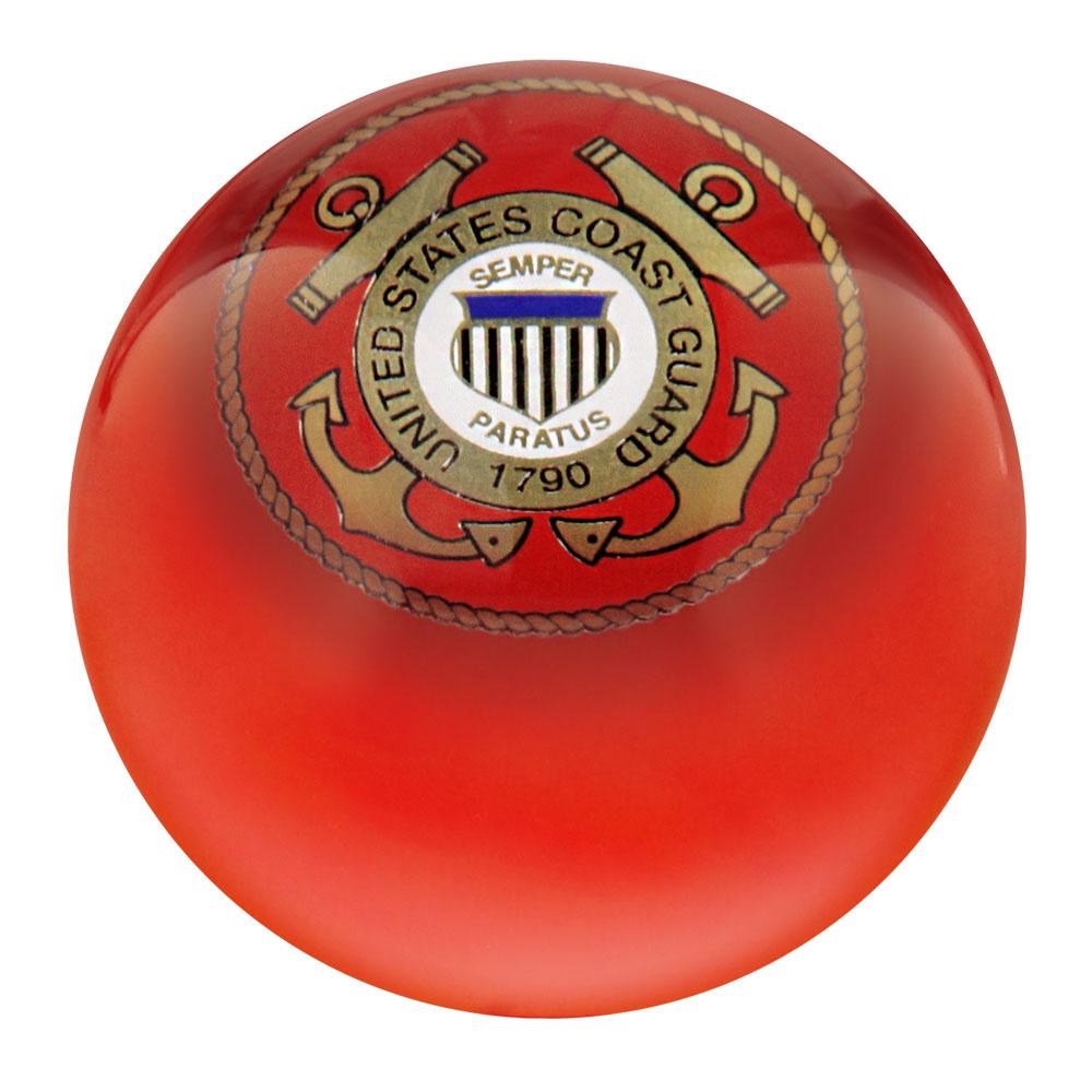 U.S. Coast Guard Red Round Knob Cane w/ Custom Wood Shaft & Collar