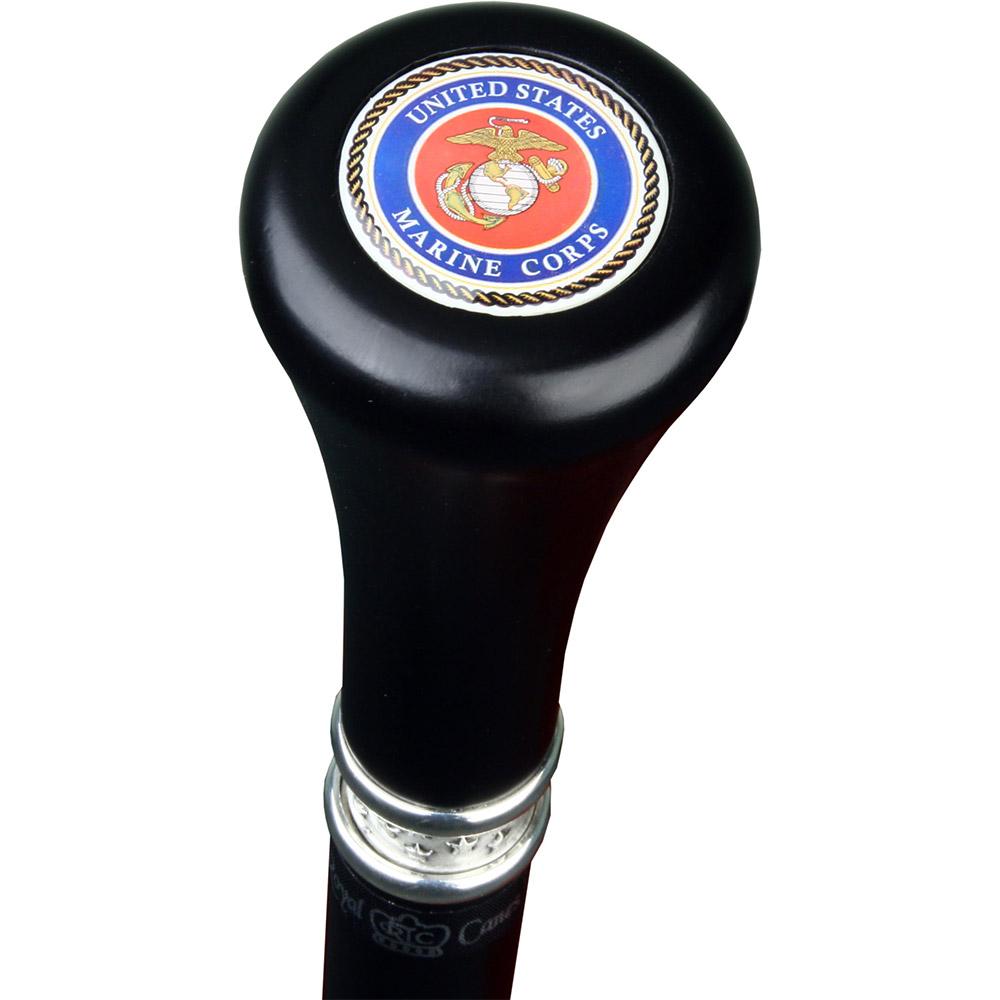 U.S. Marines Flat Top Stick: Beechwood Shaft Pewter