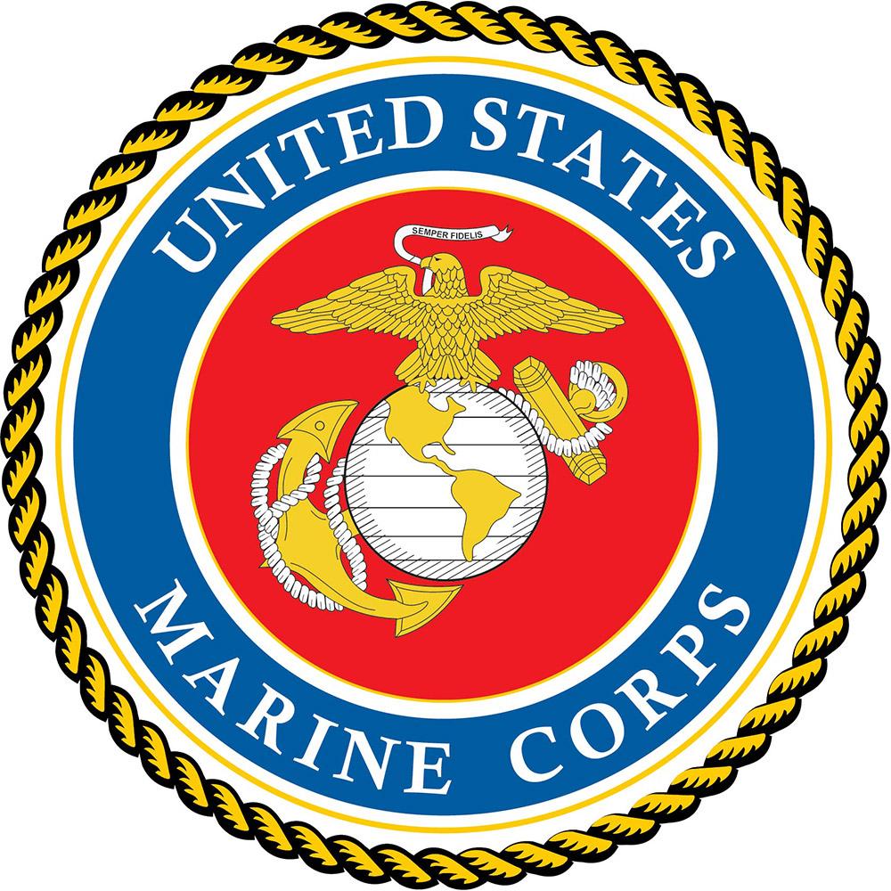 U.S. Marines Flat Top Stick: Beechwood Shaft Pewter