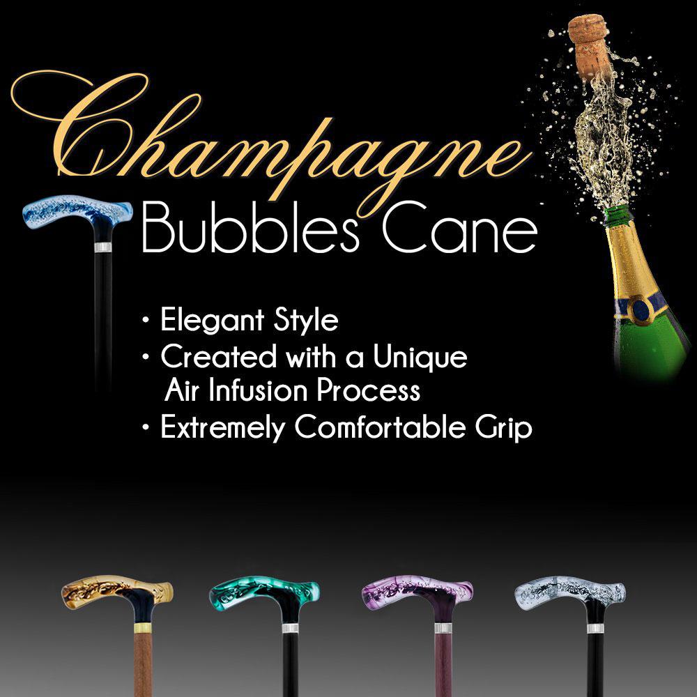 Blue & Clear Acrylic Bubble Handle Cane - Custom Wooden Shaft