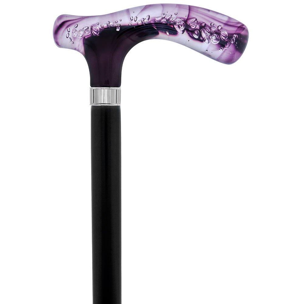 Purple and Clear Acrylic Bubble Handle Cane w/ Custom Wooden Shaft