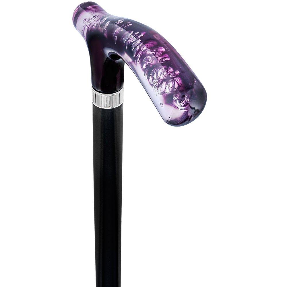 Purple and Clear Acrylic Bubble Handle Cane w/ Custom Wooden Shaft