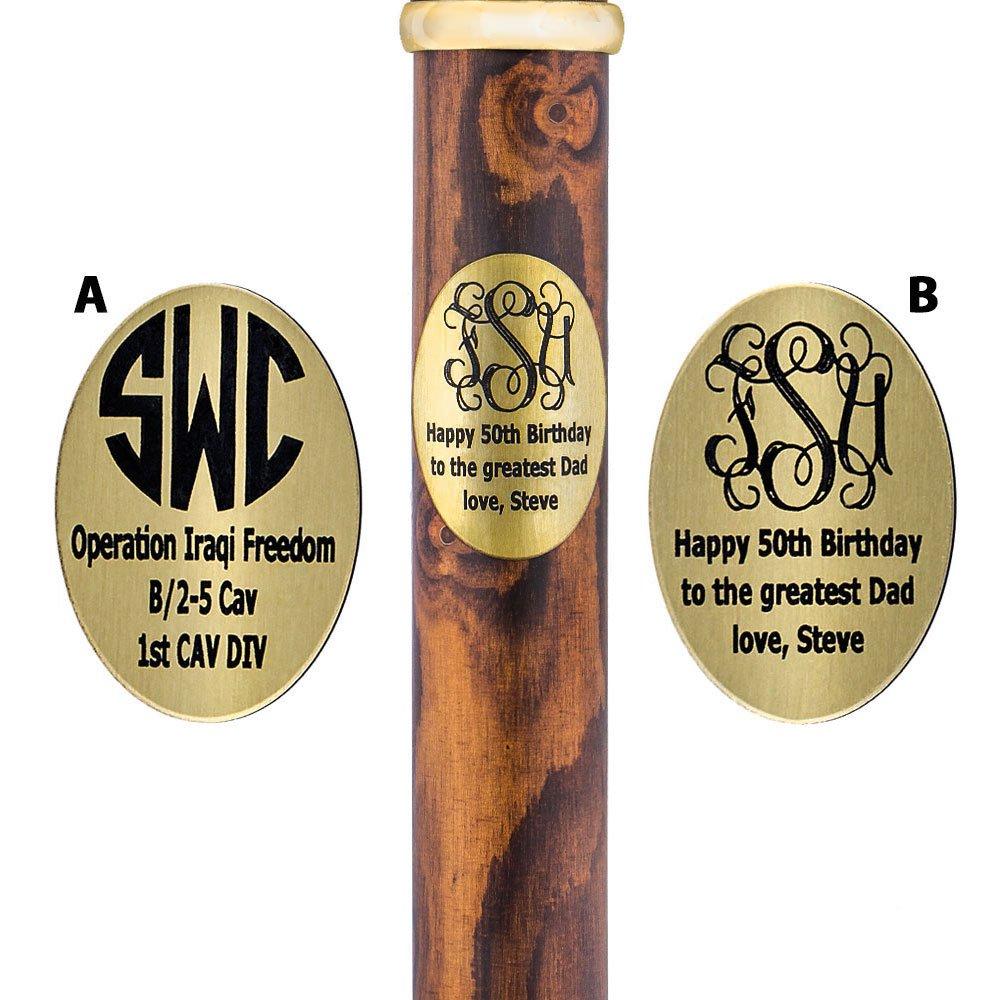 Personalize with Oval Brass Engraving: Custom Cane Accessory