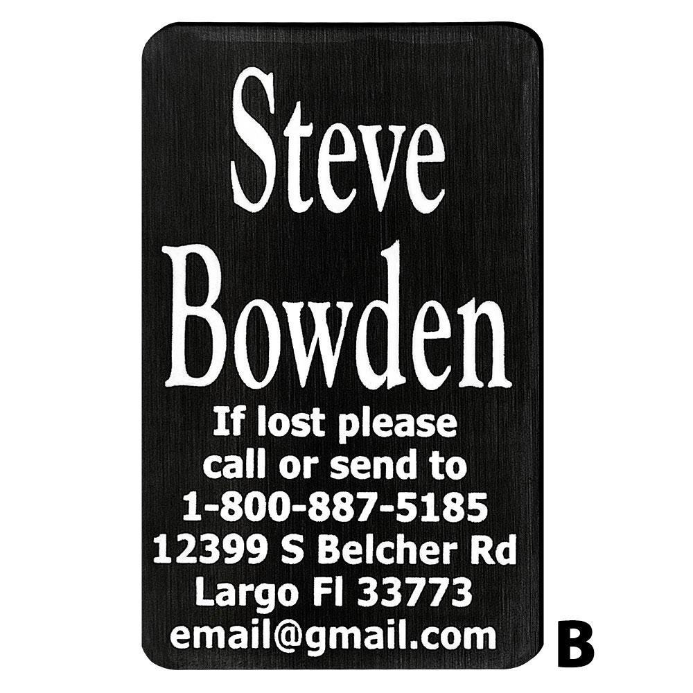 Custom Cane Engraving - Rectangle Black Anodized Aluminum