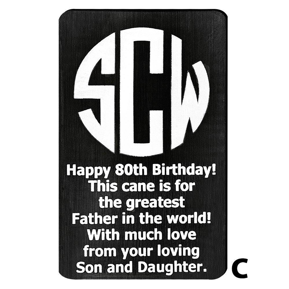 Custom Cane Engraving - Rectangle Black Anodized Aluminum