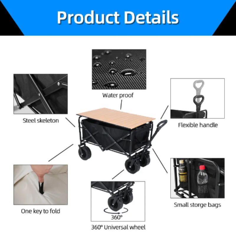 Collapsible Folding Beach Cart Heavy Duty Outdoor Wagon
