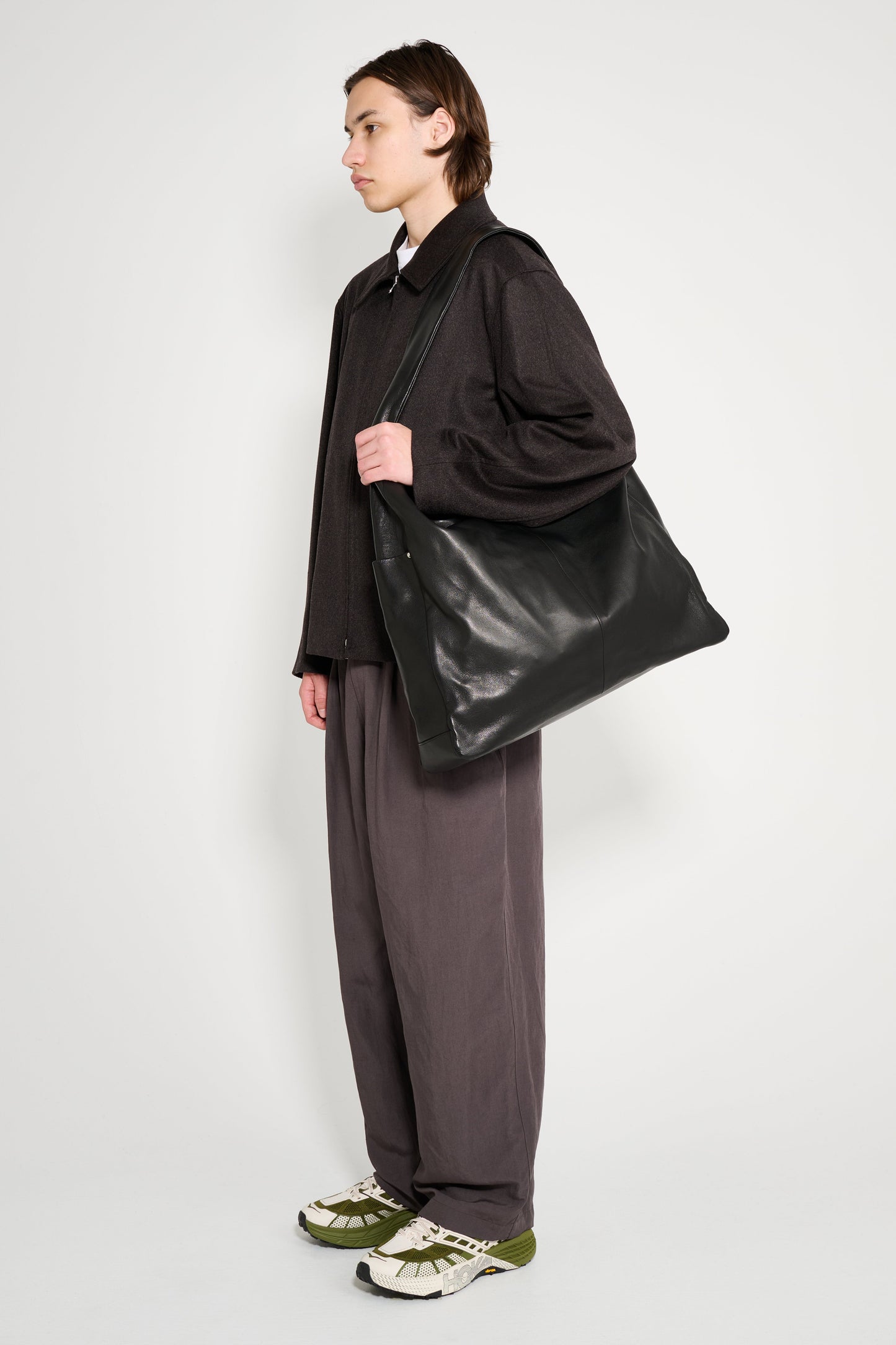 ssstein Leather Shoulder Bag Black