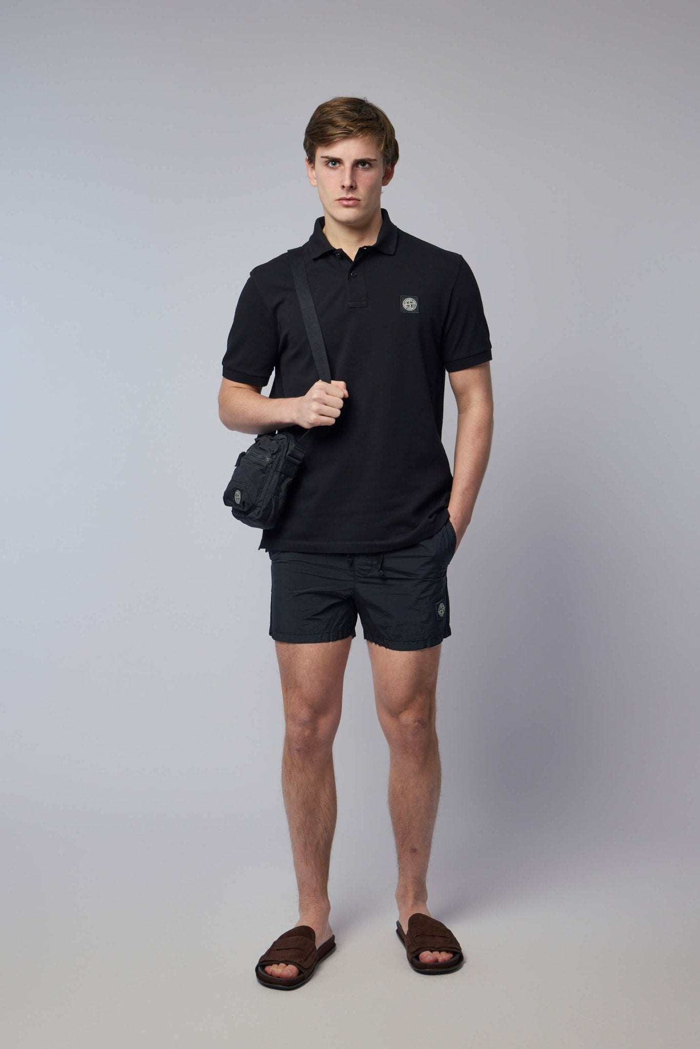 Slim Fit Short-sleeve Polo with Compass Patch