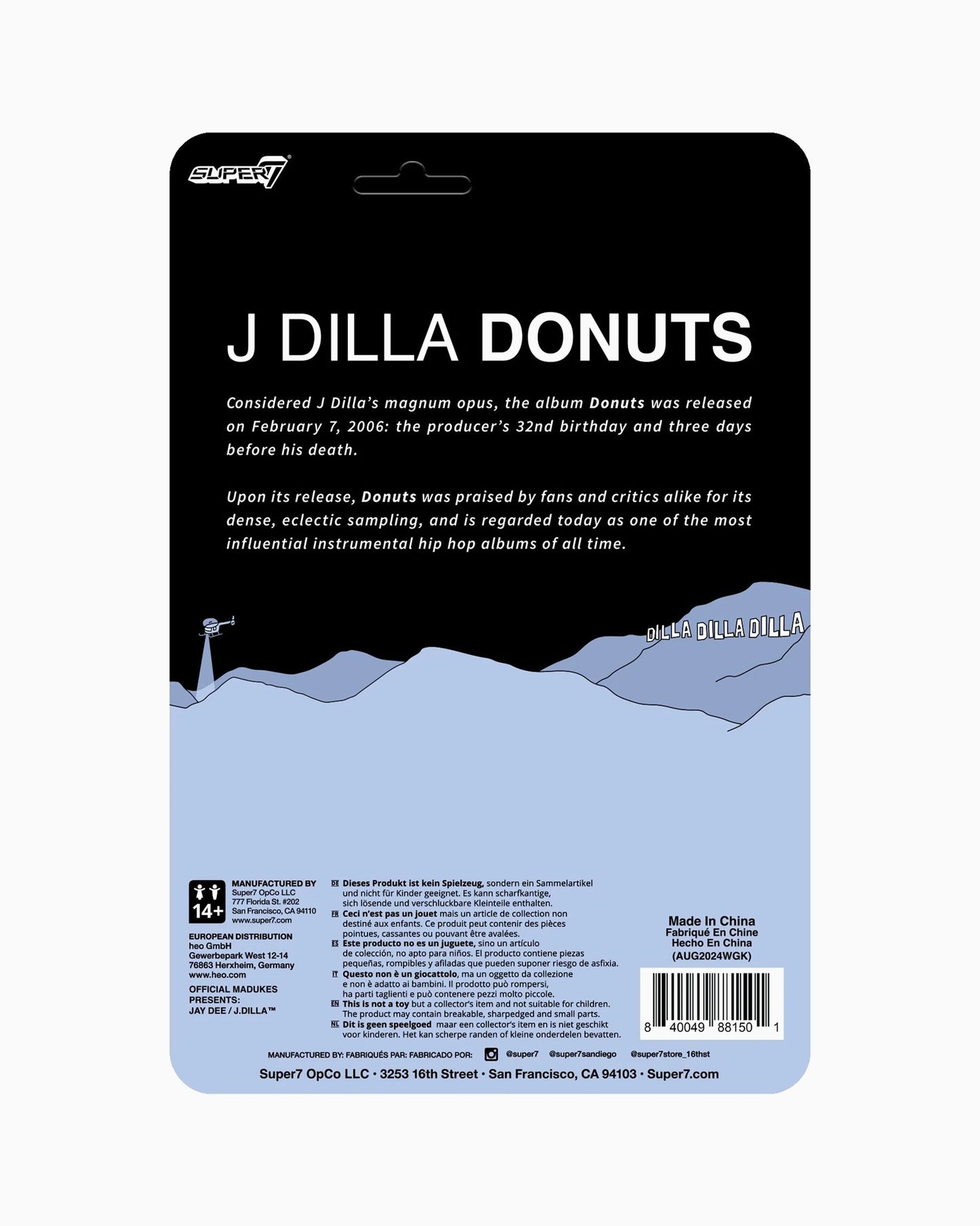Super7 ReAction Figures J Dilla Donuts Smile Album Cover
