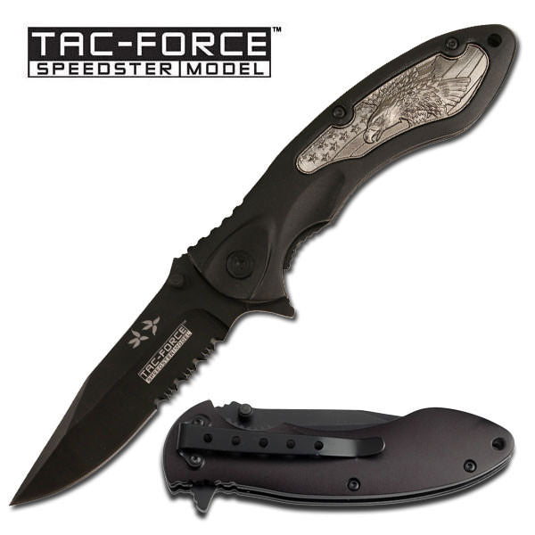 4.5 Inch Closed Eagle Medallion Handle Spring Assisted Opening Knife