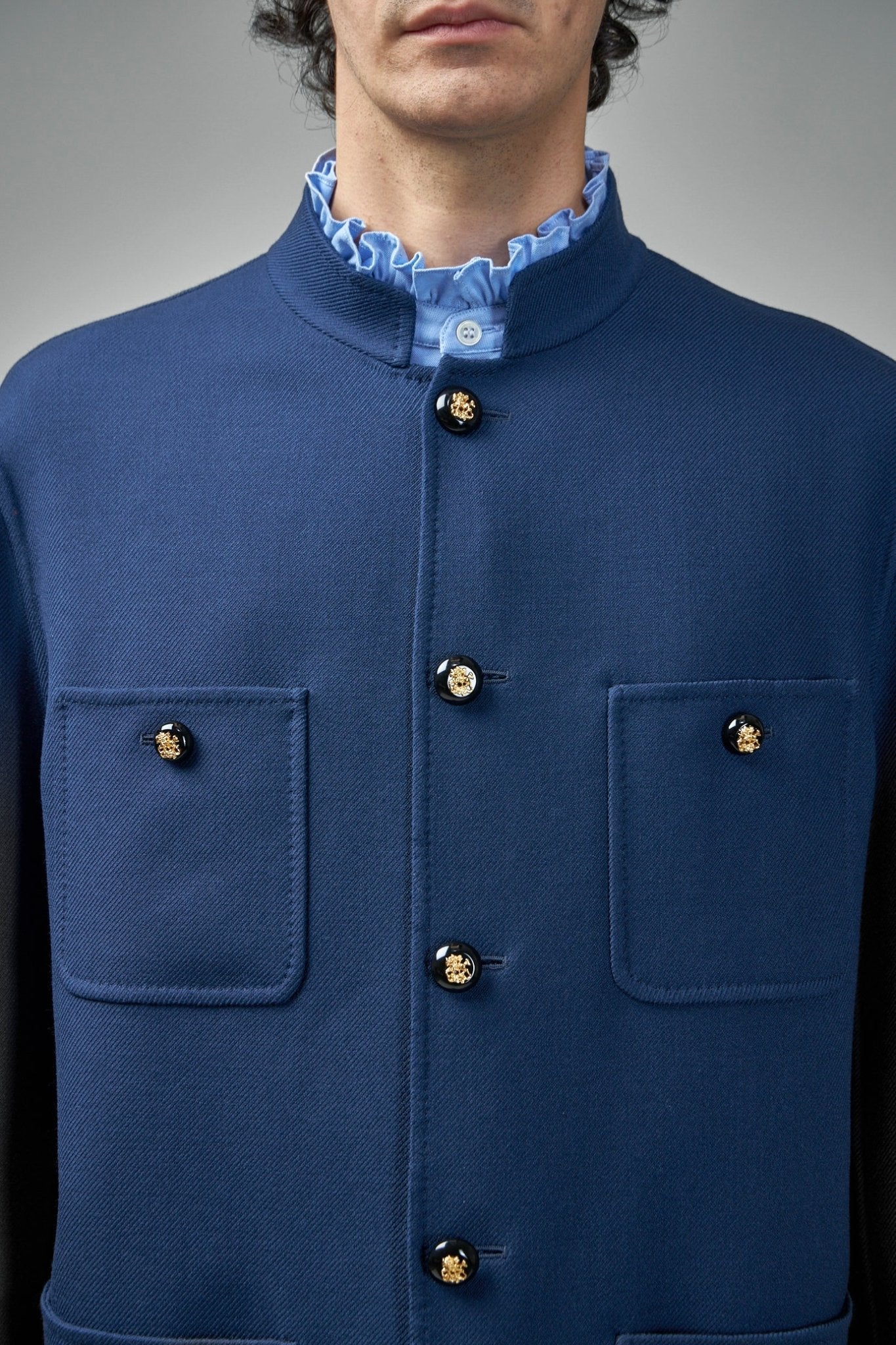 Double Wool Mandarin Collar