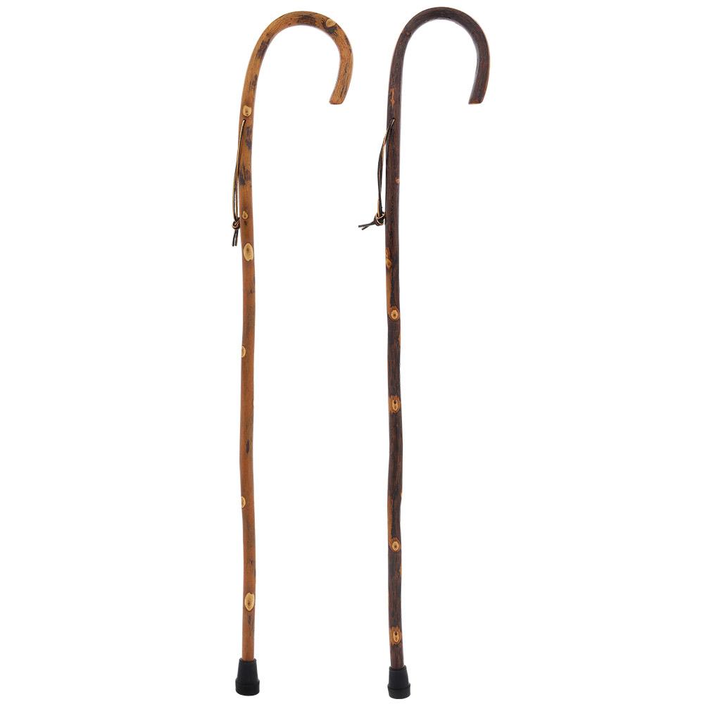 Nature-Designed Hickory Crook Cane: Rustic Natural Wood