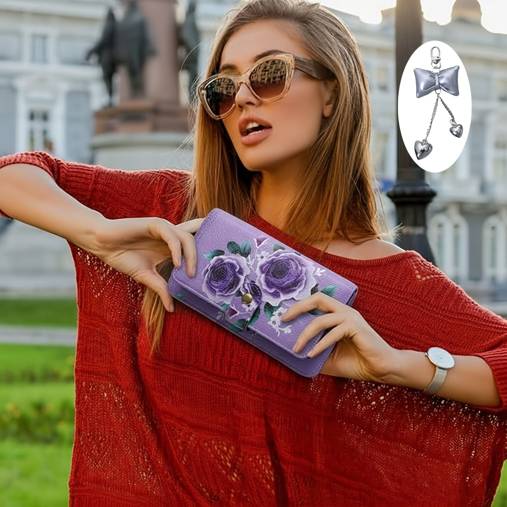 Floral Print Crossbody Phone Wallet with Detachable Shoulder Strap and Wristlet