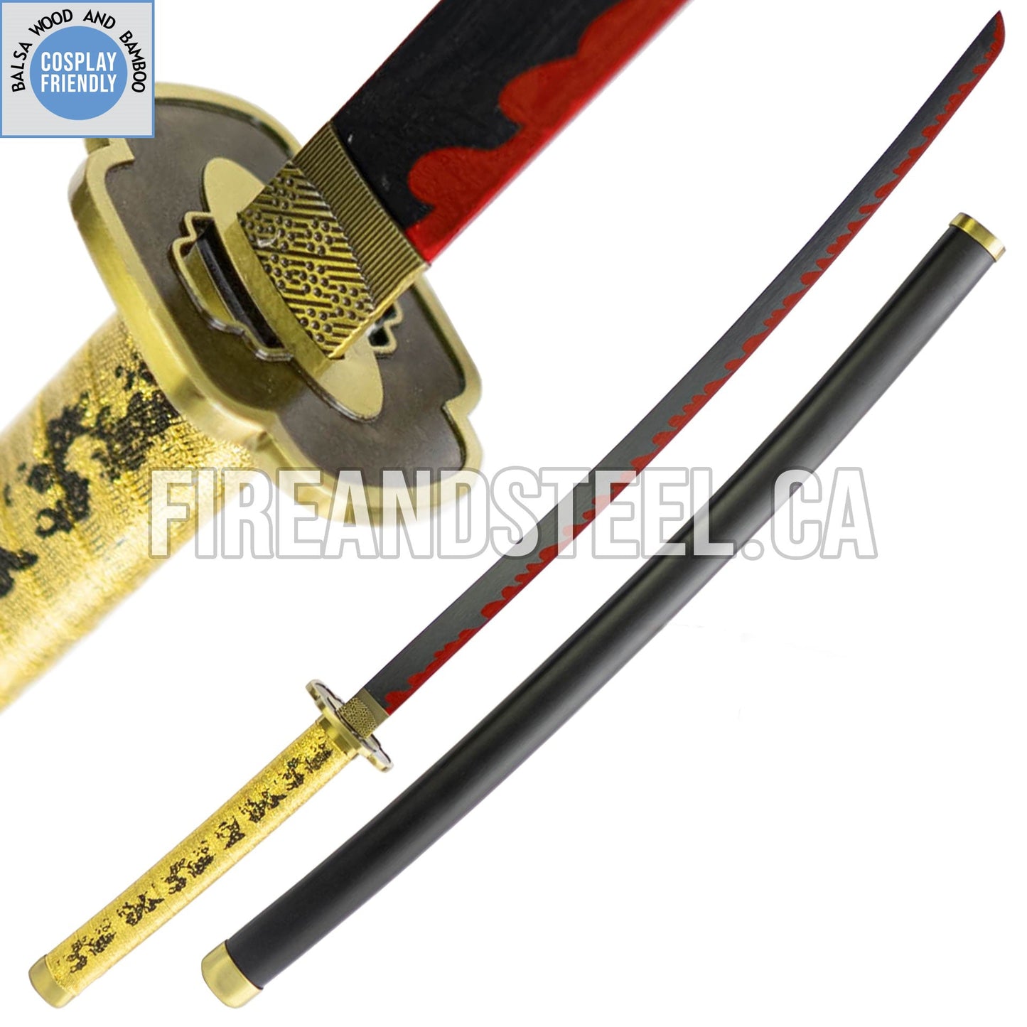 Yoriichi Tsugikuni's Red-Black Nichirin Katana (Wood)
