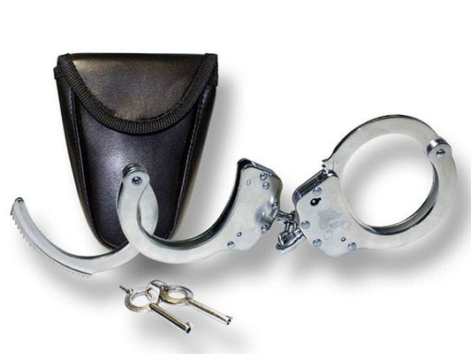Silver Double Lock Handcuffs With Carry Case