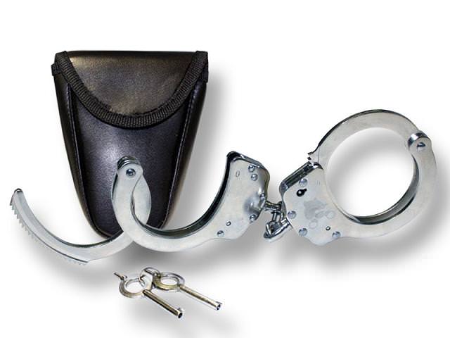 Silver Double Lock Handcuffs With Carry Case - TOPHATTER'S ARMORY DEALS