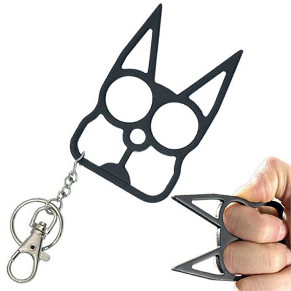 Cat Self Defense Knuckle Key Chain - Black - TOPHATTER'S ARMORY DEALS