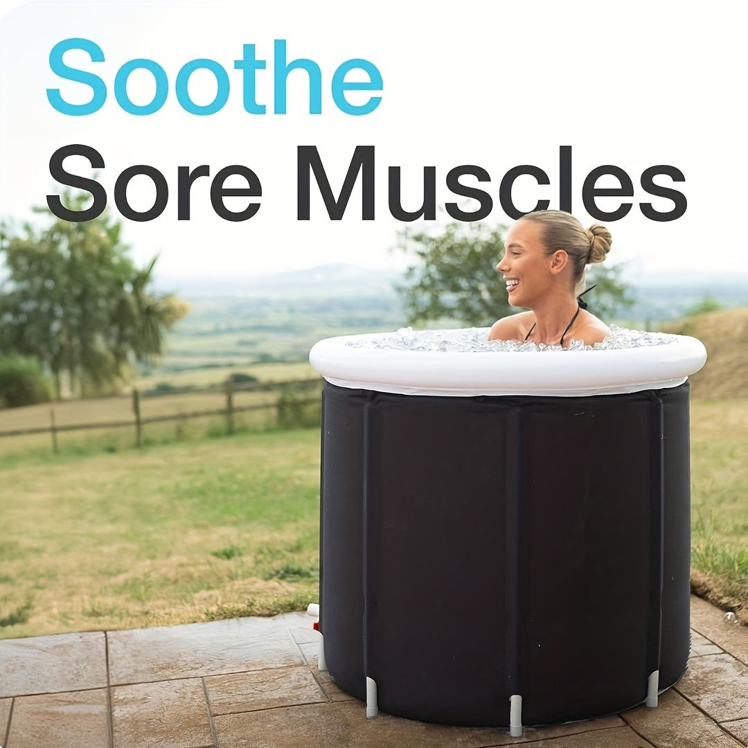 1Pc Freestanding Ice Bath Tub for Fitness Recovery(Black)