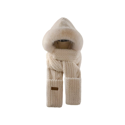 Women's Winter Plush Hat Scarf Gloves Set