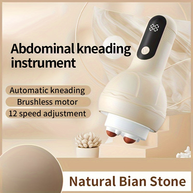 LCD Display Electric Full Body Massager - 12 Gears Adjustment(Cream)