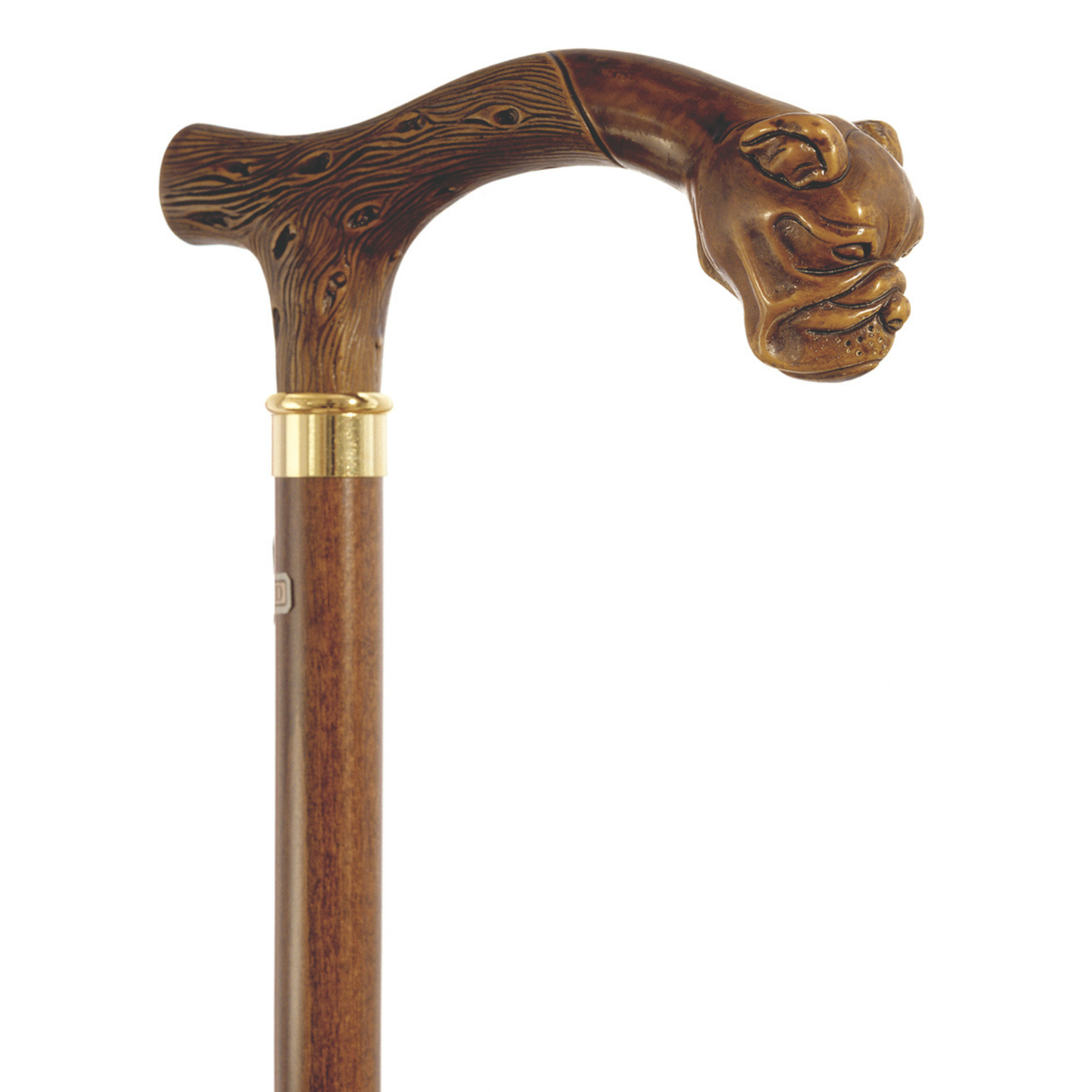 Italian Dog Head Cane - Handcrafted Wood & Brass Walking Aid