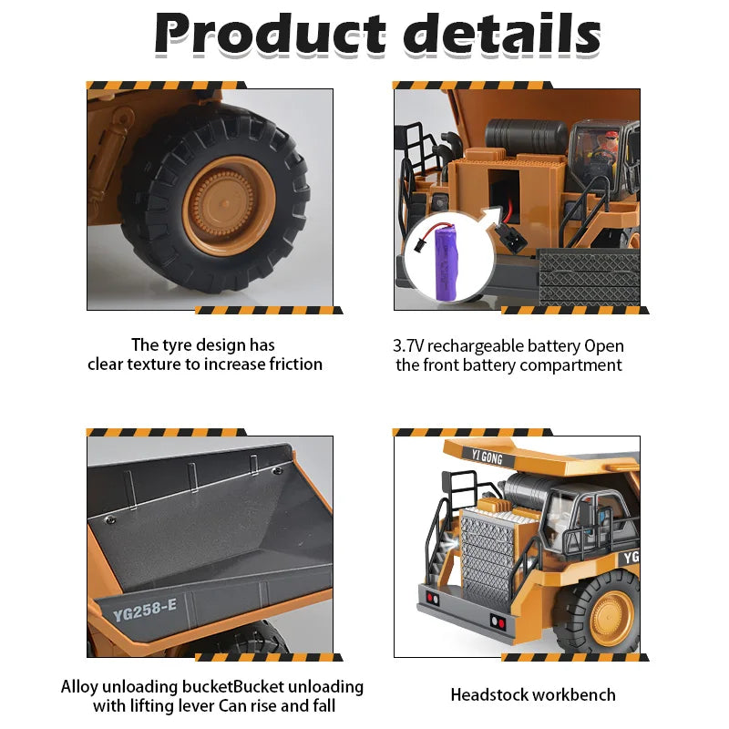 RC Alloy Dump Truck Engineering Vehicle for Boys