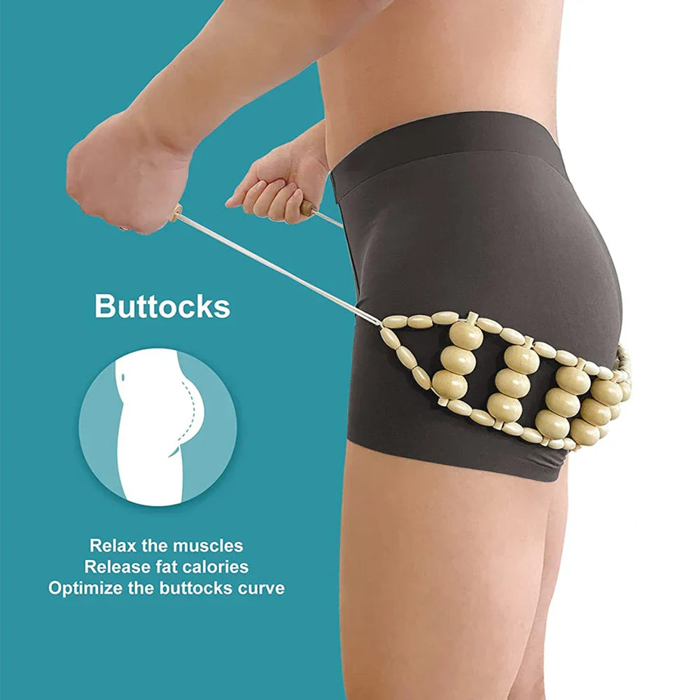 Wooden Therapy Cellulite Massage Roller Handmade Back Massager Brown