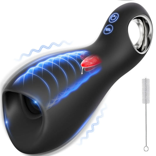 3 in 1 Vibrating and Tongue Licking masturbator Male Sex Toy - Male Masturbator product image for intimate wellness and perso