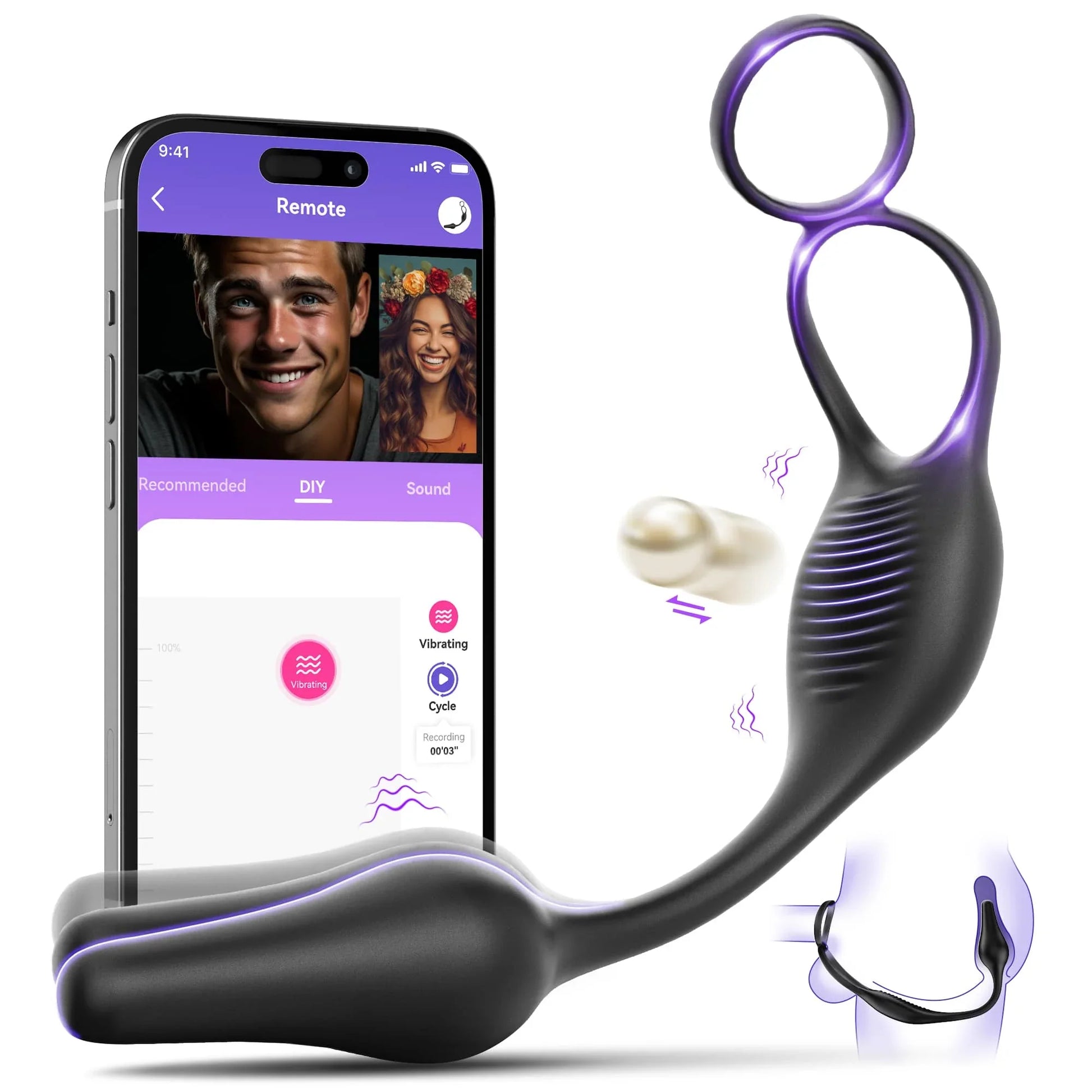 ARCHIE 3 in 1 Prostate Massager Butt Plug with Double Ring - Anal Toy product image for intimate wellness and personal care