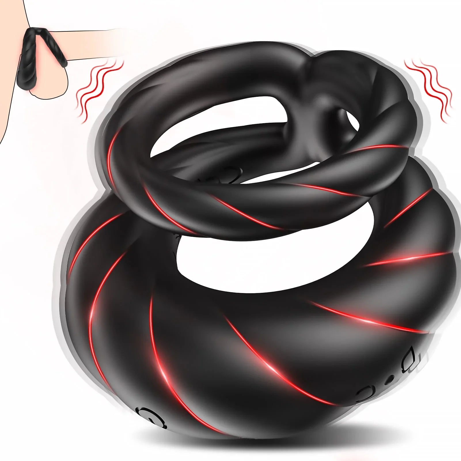 Double Penis Ring Vibrator Cock Ring with 10 Vibration Modes - Vibrator product image for intimate wellness and personal care