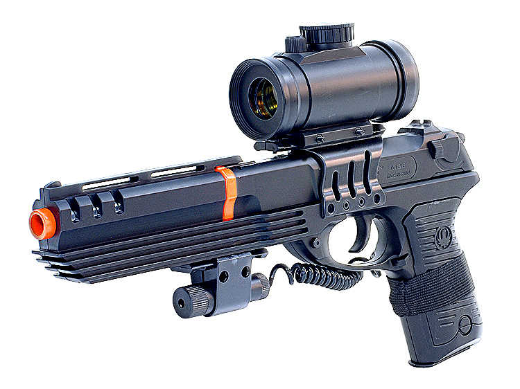 M39GL++ Airsoft Gun Pistol Hand Gun With Laser & Red Dot Scope