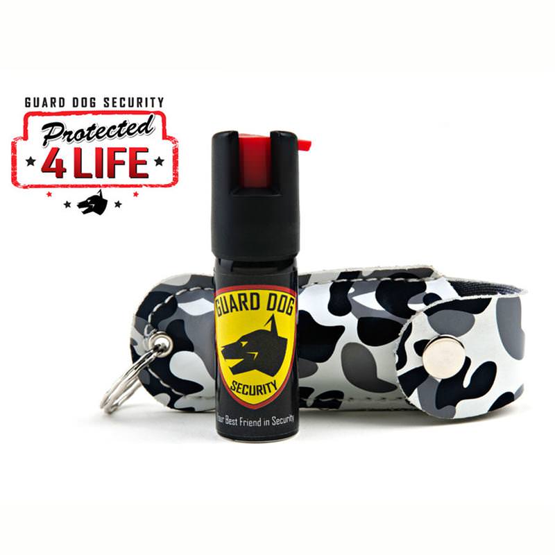 Black Camo Personal Defense Pepper Spray OC-18 1/2 oz Keychain Leather Case - TOPHATTER'S ARMORY DEALS