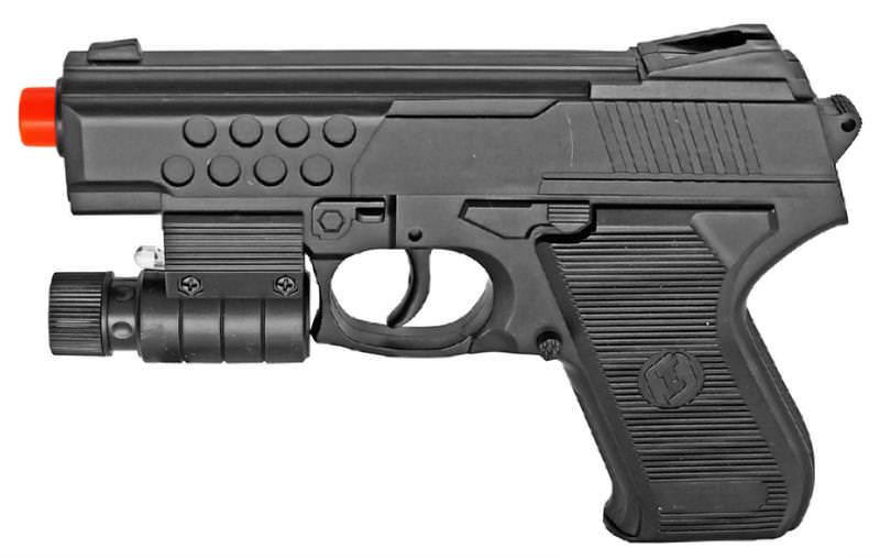 Spring Airsoft Hand Gun With Laser and Blue LED Flashlight - TOPHATTER'S ARMORY DEALS