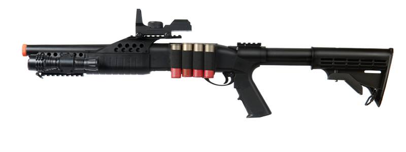 M180C2 Airsoft Spring Pump Shotgun Retractable Stock Flashllight Sight